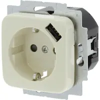 Busch-Jaeger SI Inbouw Wandcontactdoos USB - 1-voudig - Randaarde - Crème
