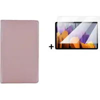 Modo Hoesje Geschikt voor Samsung Galaxy Tab S7 - 11 inch - Hoesje Samsung Galaxy Tab S8 - Screenprotector Samsung Tab S7 - Screenprotector Samsung Tab S8 - Draaibare Book Case Rosegoud + Tempered Glass