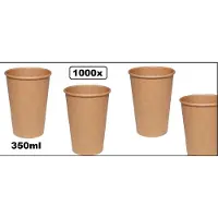 Themaparty 1000x Mega Koffiebeker karton bruin 350ml - Koffie thee chocomel soep drank water beker karton