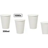 Themaparty 1000x Mega Koffiebeker karton wit 350ml - Koffie thee chocomel soep drank water beker karton