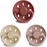 Frigg Fopspeen Moon Bundel 3 Stuks | T2 6-18 Maanden | Blush, Cream, Powder Blush | Natuurrubber