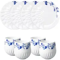 Heinen Delfts Blauw | Koffie met gebak Bauw Vouw | 4-delig | 4 pers.