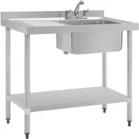 Vogue RVS Spoeltafel Met Afdruiprek Links - DY821 - Horeca & Professioneel