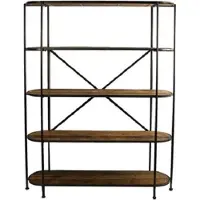 Decostar Rek - XXL- Industrieel - Zwart - Bruin - Hout - Metaal - L42,5 x B151 x H199CM
