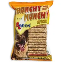 Antos - Hondensnack - Kauwstaaf Munchi Munchy - 100 stuks - 1 Kilo - 12,5cm - naturel