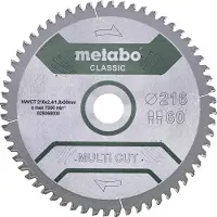 Metabo MULTI CUT CLASSIC 628655000 Cirkelzaagblad 216 x 30 x 1.8 mm Aantal tanden: 60 1 stuk(s)