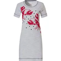 Rebelle - Lobster Lover - Nachthemd - Grijs/Rood - Maat 48