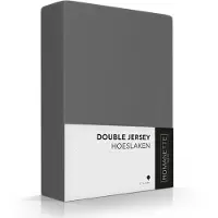 Romanette Hoeslaken Antraciet (Double Jersey)-Lits-Jumeaux (160/180 x 200/210/220 cm)