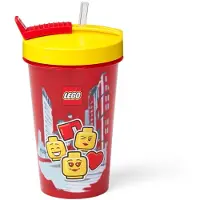 LEGO Drinkbeker Met Rietje Iconic Girl Bright Red 500 ml