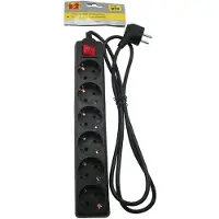 Bellson Stekkerdoos 6-voudig - 1,5 Meter Zwart