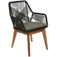 BUITEN living Seville dining tuinstoel | touw + hardhout | zwart 1 persoon