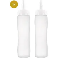 ARAVEN 2x Sausfles met Maatverdeling - 0,5L - Transparant - Portioneerflessen/ doseerflessen / Sausflessen