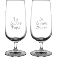 Fusion Gegraveerde bierglas op voet 41cl De Leukste Mama-De Leukste Papa