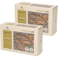 Anna's Collection Kerstverlichting - 2x - 120 LED lampjes - klassiek warm wit - 12 m - lichtsnoer - dimmer - timer - buiten