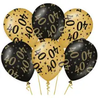 Paper Dreams 12x stuks Leeftijd verjaardag feest ballonnen 40 jaar geworden zwart/goud 30 cm - Feestartikelen/versiering