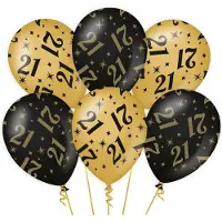 Paper Dreams 21 jaar verjaardag feest ballonnen - 18x stuks - zwart/goud - leeftijd - 30 cm - versiering - feestartikelen