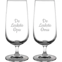 Fusion Gegraveerde bierglas op voet 41cl De Leukste Opa- De leukste Oma