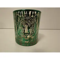 Decostar Windlicht - Tijger - Groen - Transparant - Azië - Midden Oosten - 7cm hoog - 7,5cm diameter - Waxinelicht