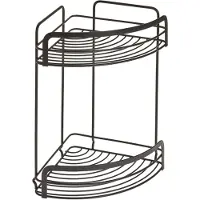 Metaltex douchemand, hoekmand met 2 plateaus, zonder boren - Zwart - Ophangen zonder boren | Decoratief