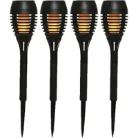 Keamingk Lumineo Tuinfakkels - 12x stuks - Solar licht - vlameffect - 27 cm - zonne-energie - Prikspots - tuinverlichting