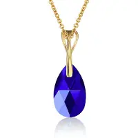 Montebello Ketting Pia DG420H - Swarovski Druppel - 925 Zilver Verguld - 16mm - 40cm