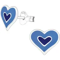 Montebello Princess Oorbellen Bassan Blue - Meisjes - 925 Zilver - Epoxy - Hartje - 8 x 9 mm