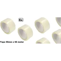 Thema party 6x Rol Tape 50mm x 66meter transparant - dozen sluiter doos tape afsluit tape verpakkings tape