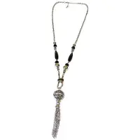 Boodz Lange Ketting met Hanger Zwart/Zilver