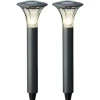Lumineo LED Solar Tuinsteker Set A 2st. 49x17cm Zwart zwart Metaal Grondspie