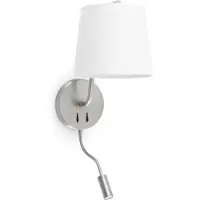 Faro Berni - Wandverlichting Met Schakelaar - 20 X 29 X 57 Cm - 3W LED Incl. - Satijn Nikkel