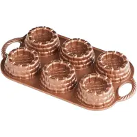 Nordic Ware Cakebakvorm mandjes 6 stuks 36 x 21 x 3,5 cm aluminium grijs