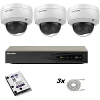 Hikvision Cameraset met 3 maal 8 megapixel DS-2CD2186G2-I 2.8mm 8mp camera’s, recorder en Western Digital harde schijf