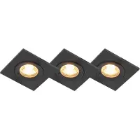QAZQA Set van 3 badkamer inbouwspots zwart IP44 - Xena Square