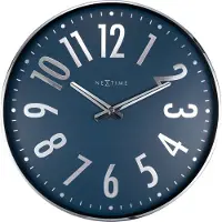 Nextime Ne-3288Bl Design Wandklok - 40Cm - Stille Klok - Blauw Met Zilver - "Alchemy"