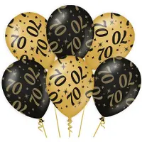 Paper Dreams 70 jaar verjaardag feest ballonnen - 24x stuks - zwart/goud - leeftijd - 30 cm - versiering - feestartikelen