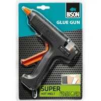 Bison Glue Gun Super, met hoge lijmprestaties voor doe-het-zelf en semi professioneel gebruik, hout, metaal, steen, glas, tegels, keramiek, leer, textiel en vele kunststoffen.