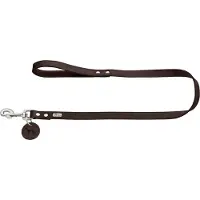 Hunter Looplijn Leder Donkerbruin - Hondenriem - 110x1.3 cm