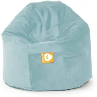Whoober ronde zitzak "Ibiza" M velvet aqua - Wasbaar - Zacht en comfortabel