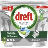 Dreft - Platinum All In One - Vaatwascapsules - Voor Moeilijke Uitdagingen - 15 Capsules
