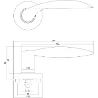 Intersteel Deurkruk Massief afgerond op rozet met ring met veer rvs geborsteld