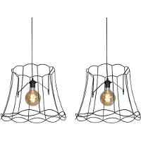 QAZQA Set van 2 retro hanglampen zwart 50 cm - Granny Frame