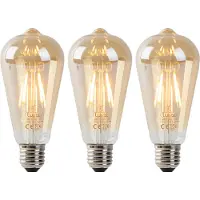 LUEDD Set van 3 E27 LED lampen ST64 goud met licht-donker sensor 4W 400 lm 2200K