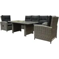 AVH-Collectie San Marino stoel bank dining loungeset 4 delig grijs verstelbaar