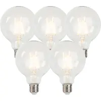 LUEDD Set van 5 E27 dimbare LED filament lampen G95 5W 470 lm 2700K