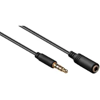 Pro 4-polige 3,5mm Jack Verlengkabel - Verguld - 3 meter - Zwart