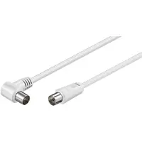 Transmedia IEC (m) haaks - IEC (v) recht coaxkabel - wit - 10 meter