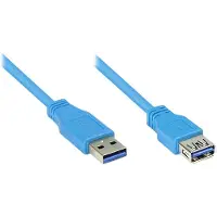 Transmedia USB naar USB verlengkabel - USB3.0 - tot 0,9A / blauw - 2 meter