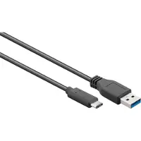 S/CONN USB-C naar USB-A kabel - USB3.0 - tot 2A / zwart - 1 meter