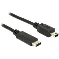 Transmedia USB Mini B naar USB-C kabel - USB2.0 - tot 3A / zwart - 1 meter