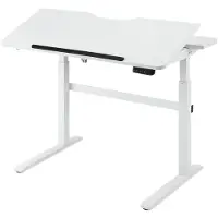 Deltaco DELO-0100 Elektrisch Verstelbaar Bureau - LED Paneel - Kantelbaar - Wit
